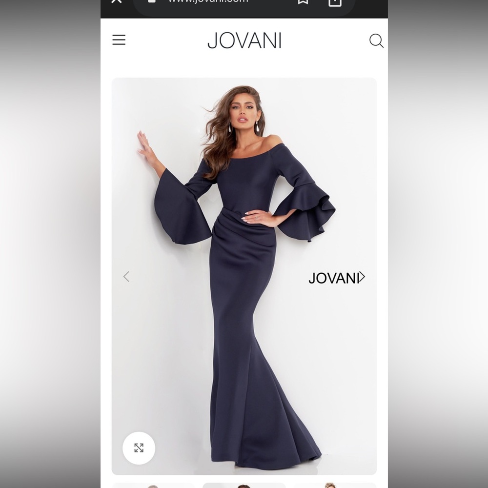 Jovani 59993 Scuba Off the Shoulder Bell Sleeves Mother of the Bride Dress